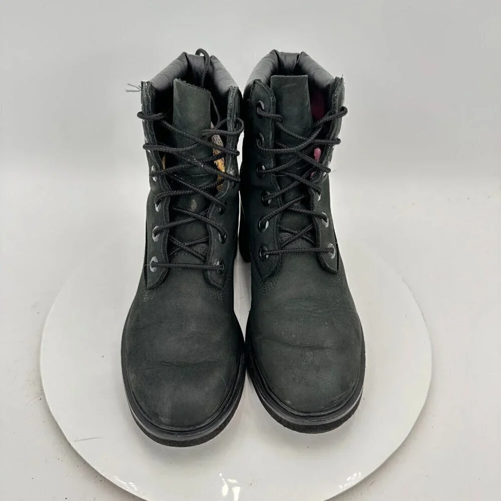 Timberland Kinsley Women Size 7.5 A25C4 Black Suede Lug Sole Block Heel boot